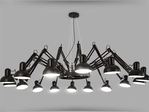 Najnowszy czarny pająk żyrandol oświetlenie chowane ramię retro lampa przemysłowa kreatywny odzież biurowa sklep wiszący wiszący oświetlenie