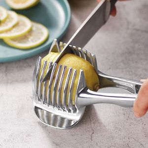Tomato Lemon Slicer Holder Vegetable Tools Round Fruits Onion Shredder Cutter Guide Tongs with Handle Kitchen Cutting Potato Lime Food Stand