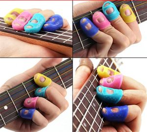 cuerdas de la guitarra acústica al por mayor-Guitarra de silicona Manga de Finger Thumb Picks Guitar Finger Protectores de Dedo Untado para Guitarra Acústica Principiante Otras cadenas Instrumento PR