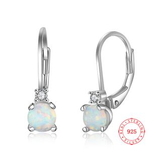 fashion high quality dangle sterling silver white synthetic opal design earring from china factory bulk items jewelry