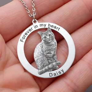 haustier katzennamen großhandel-Anhänger Halsketten personalisierte Katze po Halskette für Haustierliebhaber benutzerdefinierte Bildgravierte Name Geschenk Ihr Besitzer