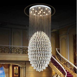 paslanmaz dubleks toptan satış-Ev için Modern Şeffaf K9 Kristal Avize Aydınlatma otel Villa salon avize Dubleks Villa merdiven Paslanmaz çelik aydınlatma kristal lamba