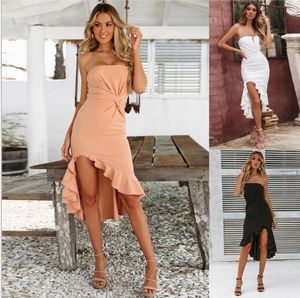 yeni moda model elbise toptan satış-Avrupa Amerikan sınır ötesi patlama modelleri ilkbahar Elbiseler yaz yeni kadın moda seksi karıştırdı düz renk tüp üst elbise