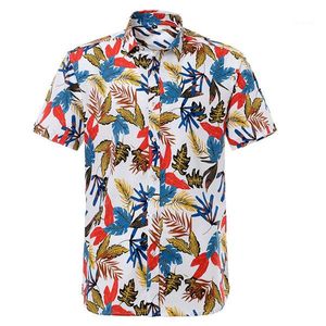 Tee Shirts Dowm nekknop shirts Hawaiiaanse stijl zomer heren tshirts vakantie vakantie bloemen gedrukt korte mouw casual