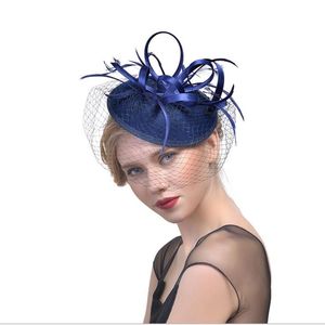 Wholesale brides veils for sale - Group buy Bride Hair Ornament Photo Banquet Hat Head Flower Feather veil Hair Ornament