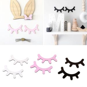 Wholesale wall stickers home decoration for sale - Group buy Nordic Style Cute Wooden D Eyelash Wall Sticker Decor Children Kids Baby Room Background Wall Sticker Home Decoration pair