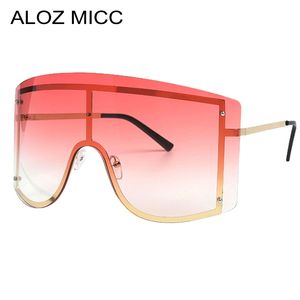 ALOZ MICC Oversized RICHTLOCHTE ONE PIEG ZONNEBRIEREN Damesmode Metalen Grote Frame Zonnebril Mannen Winddichte Goggles Oculos A134