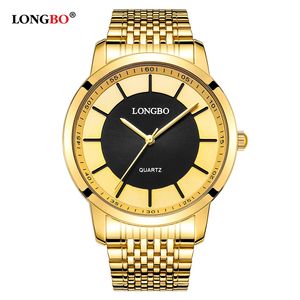 analoge uhren für frauen großhandel-Longbo Quarz Uhr Liebhaber Uhren Frauen Männer Paar Analoge Uhren Stahl Armbanduhren Mode Lässige Uhren Gold