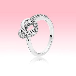 düğüm nişan yüzükleri toptan satış-Yeni Varış Düğümlü Kalp Yüzük Kadınlar Düğün Aşk Takı Pandora için Ayar Gümüş Kızlar Nişan Kalpler Yüzük Orijinal Kutusu ile