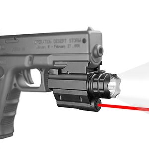 taktik ışık lazeri toptan satış-HQ Taktik Tabanca Fener Kırmızı Lazer Sight Strobe Işık GLO CK G17 G19 Için mm Raylı Montaj Tüfek Av Tüfeği Lümen Cree LED Ücretsiz