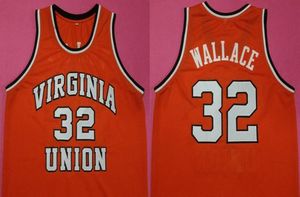 fertigen sie orange basketballtrikot an großhandel-Virginia Union University Ben Wallace Orange College Retro Basketball Jersey Männer genäht benutzerdefinierte nummer name trikots