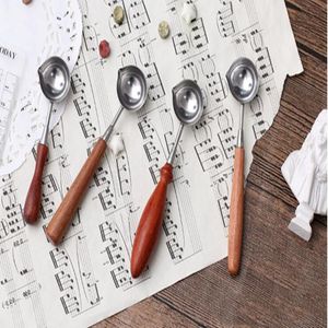 Trähandtag Sked Vintage Stämpel Sealing Wax Spoons Anti Hot DIY Candle Fittings High Quality LXL866