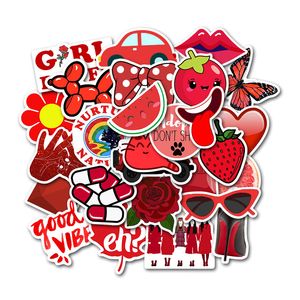 50pcs Red Girl Lovely Car Sticker Suitcase Trolley Case Laptop Graffiti Sticker PVC Waterproof Stickers