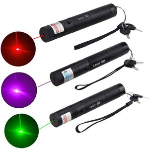 301 Laser Pointer Pen Red 650Nm Green 532Nm Purple 405Nm Lasers Pointers 18650 Lithium Battery Powerful Teaching Office Using Stylus Pens