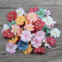 30100500 piezas de seda artificial flores secas 4 cm cabezales de flores para la boda decoración manual de guirnaldas de bricolaje Falso 230613