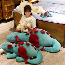 30120cm pluizige blauwe pterosauria draak konijn knuffel knuffel Evil Red Fly Wings Fire Dragon Cuddles Doll Toy voor Ldren Boy J220729