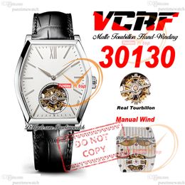 30130 Malte Real Tourbillon Handwindende mechanische heren Watch VCRF Steel Case White Stick Dial Leather Riem Super Edition Reloj Hombre Montre PuretimeWatch