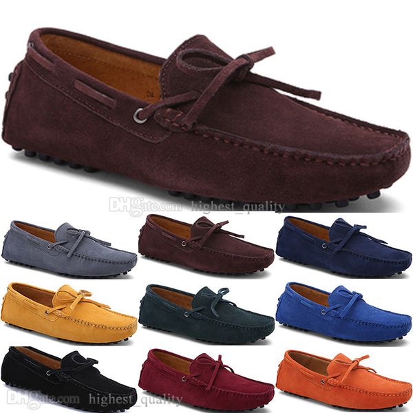 302 Nouvelle Mode Hommes Casual Chaussures En Cuir Style Britannique Printemps Couple Véritable Peas Scrub Men Drive Paresseux Couvre-chaussures En Plein Air Confortable Respirant Noir Jaune