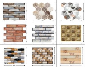 3030cm 3D Wallpaper Stickers DIY BRICK STONE Zelfklevend waterdichte muurpapier keuken badkamer woonkamer tegelstickers renov6632036