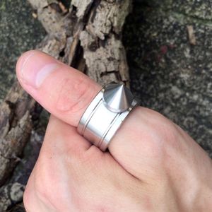 304 Niet Roestvrij Magnetisch Staal Zelfverdediging Verdediging Wolf Tijger Vinger Ring Venster Breaker Outdoor Edc Tool 6856