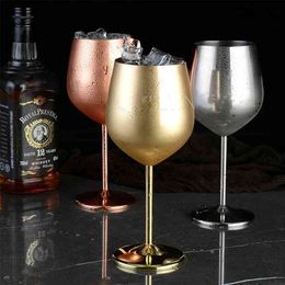 304 Roestvrij staal Koperplated Single-layer Goblet Cocktailglas 500 ml Wijn Champagne 210827