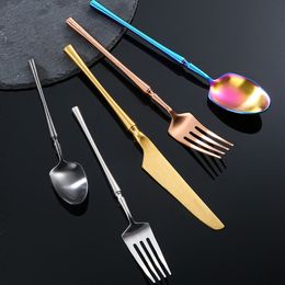 304 roestvrij staal flatware zilverwerk lepel mes zilver goud koper regenboog zwart bestek