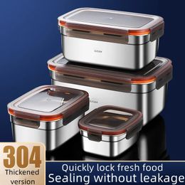 304 roestvrijstalen handgreep Bento lunchbox Food Grade koelkastopslag Huishoudelijk gebruik Grote capaciteit verzegelde picknick 240116