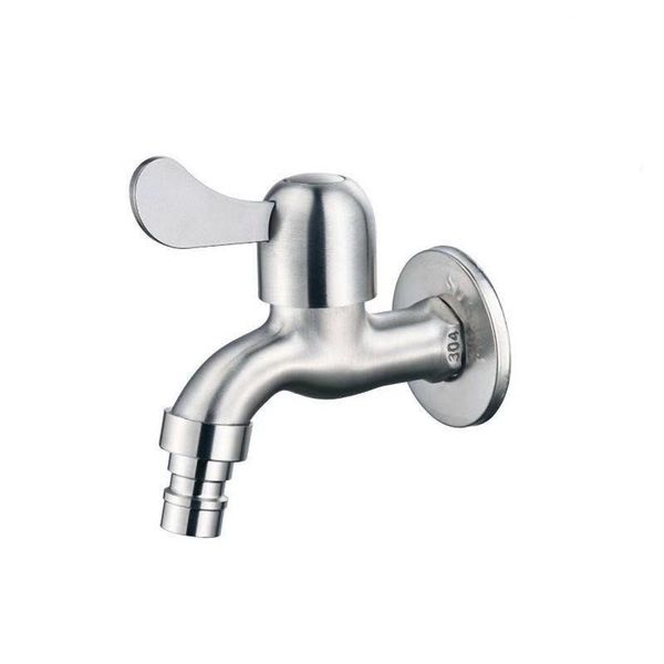 Grifo de lavandería de acero inoxidable 304, grifo de utilidad para baño moderno, grifos mezcladores de agua fría plateados