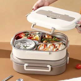 304 roestvrijstalen lunchbox Volwassenen Kinderen Kantoor School 4/5 compartimenten Geïsoleerde magnetron Draagbare voedsel Bento met soepkom 240219