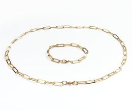 304 Chaînes en papier papier en acier inoxydable Collier Bracelets Set Gold Silver Col267V3677449