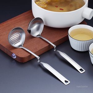 Cuchara de sopa de acero inoxidable 304, olla caliente, cucharas con filtro de aceite para residuos de sopa, herramientas de cocina para el hogar T500893