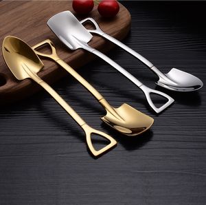 304 cuillère en acier inoxydable Mini pelle forme café crème glacée Desserts Scoop Fruits pastèque cuillères carrées outils de cuisine créatifs T9I001084