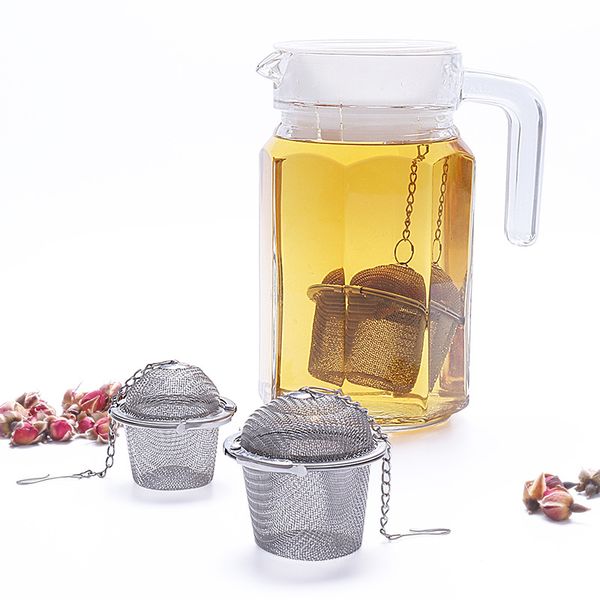 Infusor de té de acero inoxidable 304 con cesta de cadena, filtro de condimentos, colador de hierbas para hacer té, estofado, olla caliente, utensilios de cocina