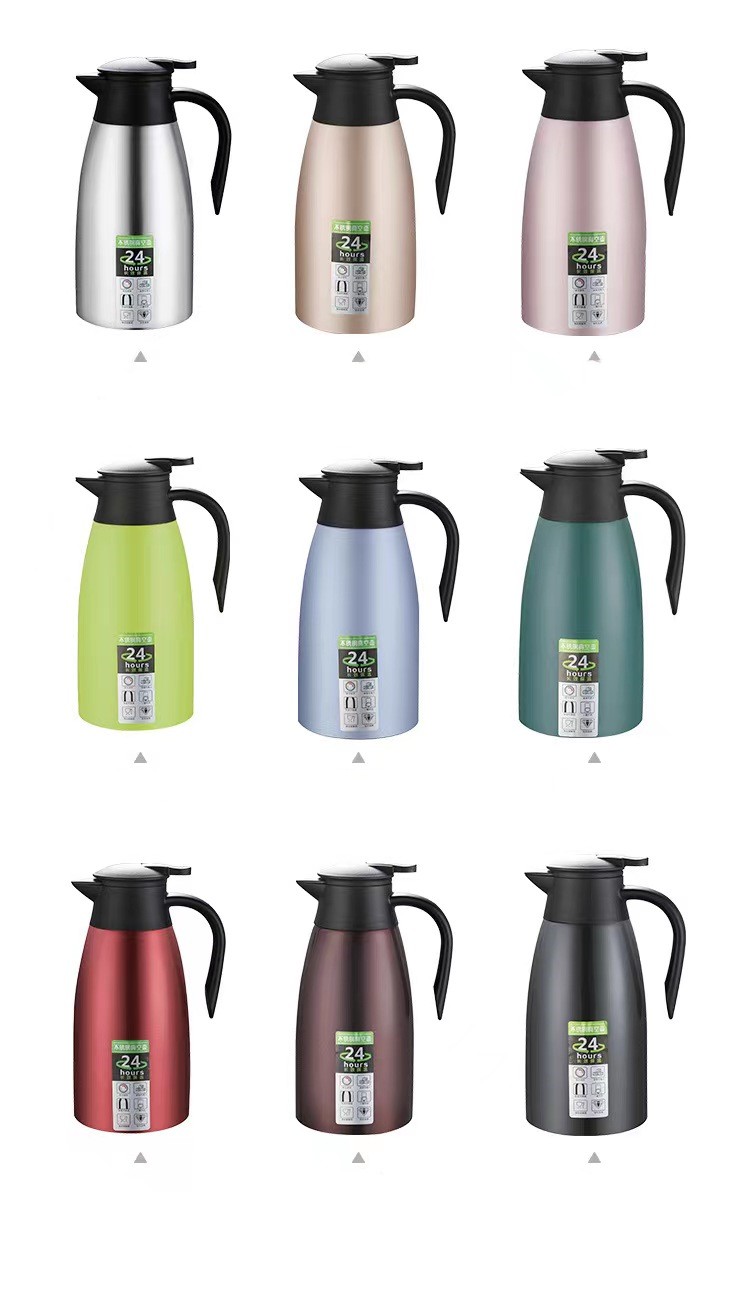 Vakuumisolierter Wasserkocher aus Edelstahl 304, Wärmflasche, Kaffeekanne im europäischen Stil, Wärmflasche, Haushalts- und Gewerbe-2L-Geschenkset