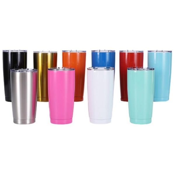 304 Botellas de agua al vacío de acero inoxidable Frasco Taza de coche Portátil 20 oz Color sólido Tazas maestras de hielo Cerveza fría Coque Taza de huevo