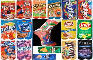 3040cm Liefhebbers Volwassen Unisex Kinderen 3D Gedrukt Cartoon Sokken Cheerlead Cer Sportkous Veelkleurige Chips Donut Snacks2955595