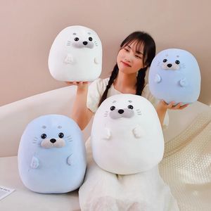 3040cm Squishy Down Cotton Seal Doll Peluche Animal Aquatique Plushie Peluche Bleu Blanc Dessin Animé Oreiller Enfants Dormir Ami Cadeau 240315