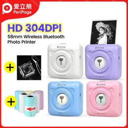 304dpi A6 péripage poche Mini imprimante sans fil Bluetooth thermique Po étiquette autocollant fabricant couleur papier étui de Protection