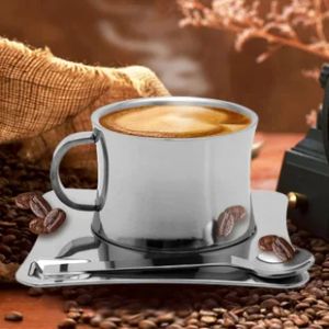 304 Stainless Steel Milk Tea Coffee Tup Belt Jottings Spoon Fashion Drink Tasses de café