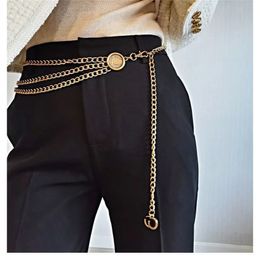 308 Mujeres Letra Cinturón de metal Cadena Moda Versátil Cadenas de cintura ligera Hombres Desigenrs Cinturones Accesorios de vestir W s s