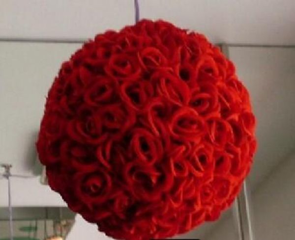 Livraison gratuite 30 cm * 10 pièces Rose boule de baiser fleur de soie artificielle fête de mariage couleur rouge weddng