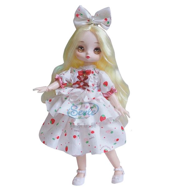 30 cm 2d Anime Doll 1/6 bjd dibujos animados muñecas y ropa de muñeca binaria niña segundo elemento princesa ojos azules 231225