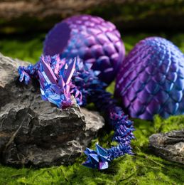 Dragón estampado 3D de 30 cm en Dragón de cristal de huevo de 13 cm con Dragon Egg Fun Office Decor Dragon Figurine