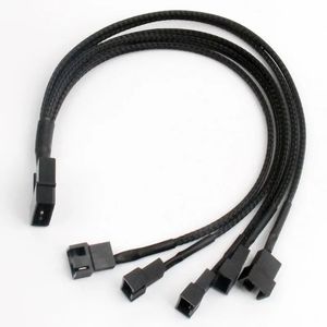 30 cm 4PIN IDE MOLEX tot 4-poorts zwarte mouwen koeler koeling 3pin 4pin ventilator splitter stroomkabel omgevingsconnector kabels