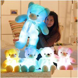 Ours en peluche lumineux coloré 30Cm 50Cm, jouets Kawaii, poupée en peluche lumineuse Led pour enfants, noël