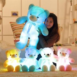 Ours en peluche coloré et brillant pour enfants, jouets en peluche, Kawaii, poupée lumineuse LED, noël, 30/50cm