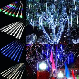 30 cm 8 lámparas / juego Luces de decoraciones navideñas Juego de lámparas de lluvia de meteoritos Barra de luces LED Luz decorativa Tubo impermeable para exteriores Luz de colores