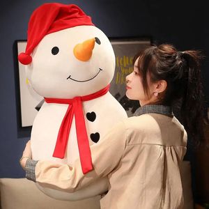 30cm 80cm dessin animé mignon grand bonhomme de neige blanc en peluche jouet doux oreiller en peluche poupées hiver noël décor à la maison cadeaux pour enfants 231221