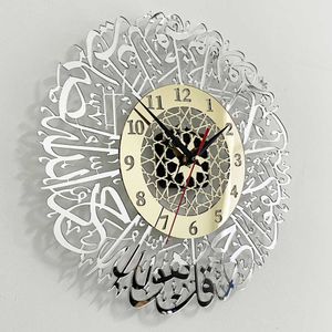 30 cm Arabe Horloge Murale Durable Argent Or Acrylique Art Sticker Autocollant Décor À La Maison Pour Bureau Salon Chambre Quartz Aiguille 210724