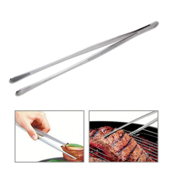 Pinzas para barbacoa de 30cm, pinzas para barbacoa extralargas de acero inoxidable, pinzas para alimentos, pinzas para carne y carne para barbacoa con puntas dentadas de precisión